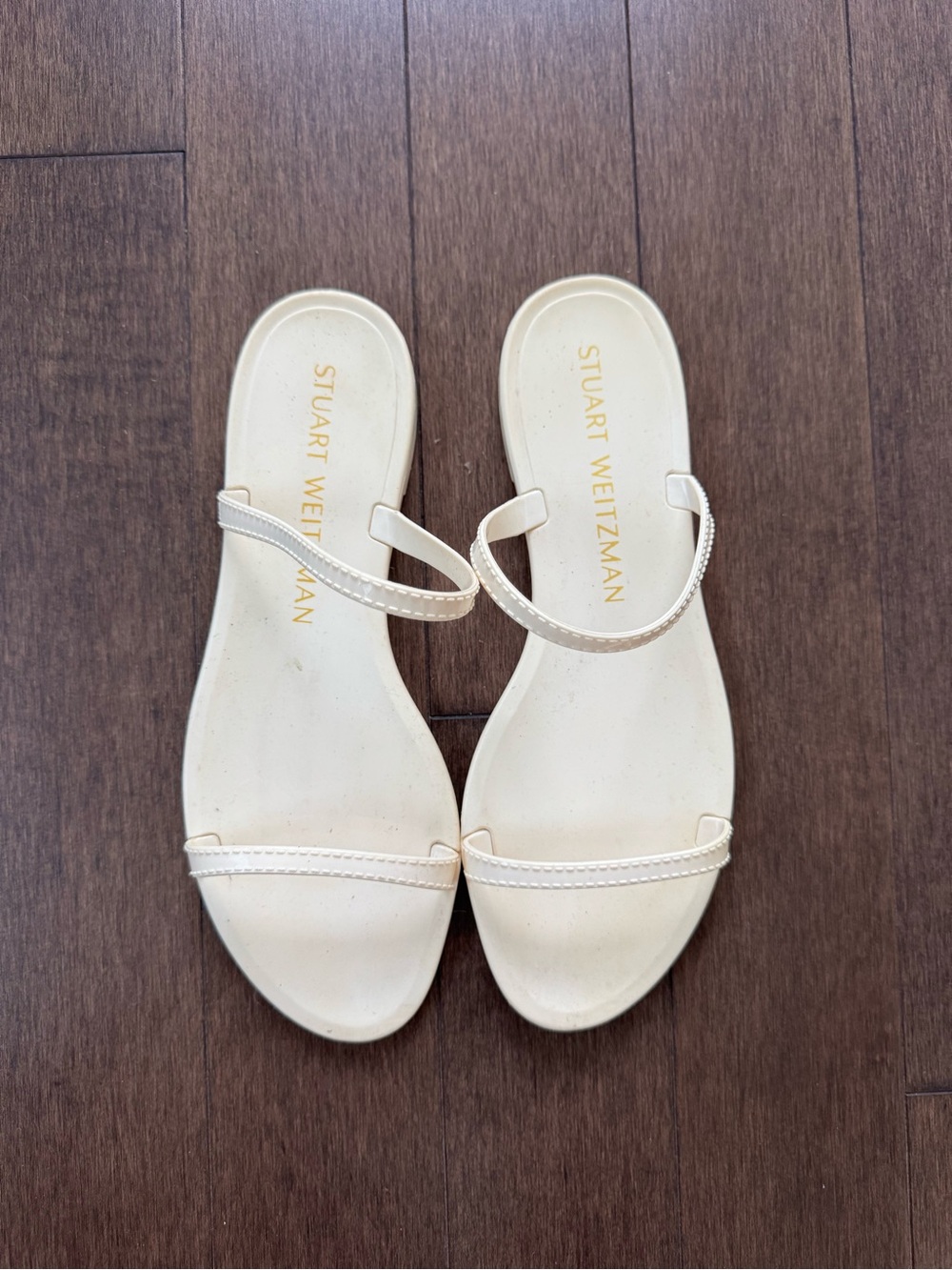 Stuart Weitzman Women's Off-White Strappy Slide Sandals